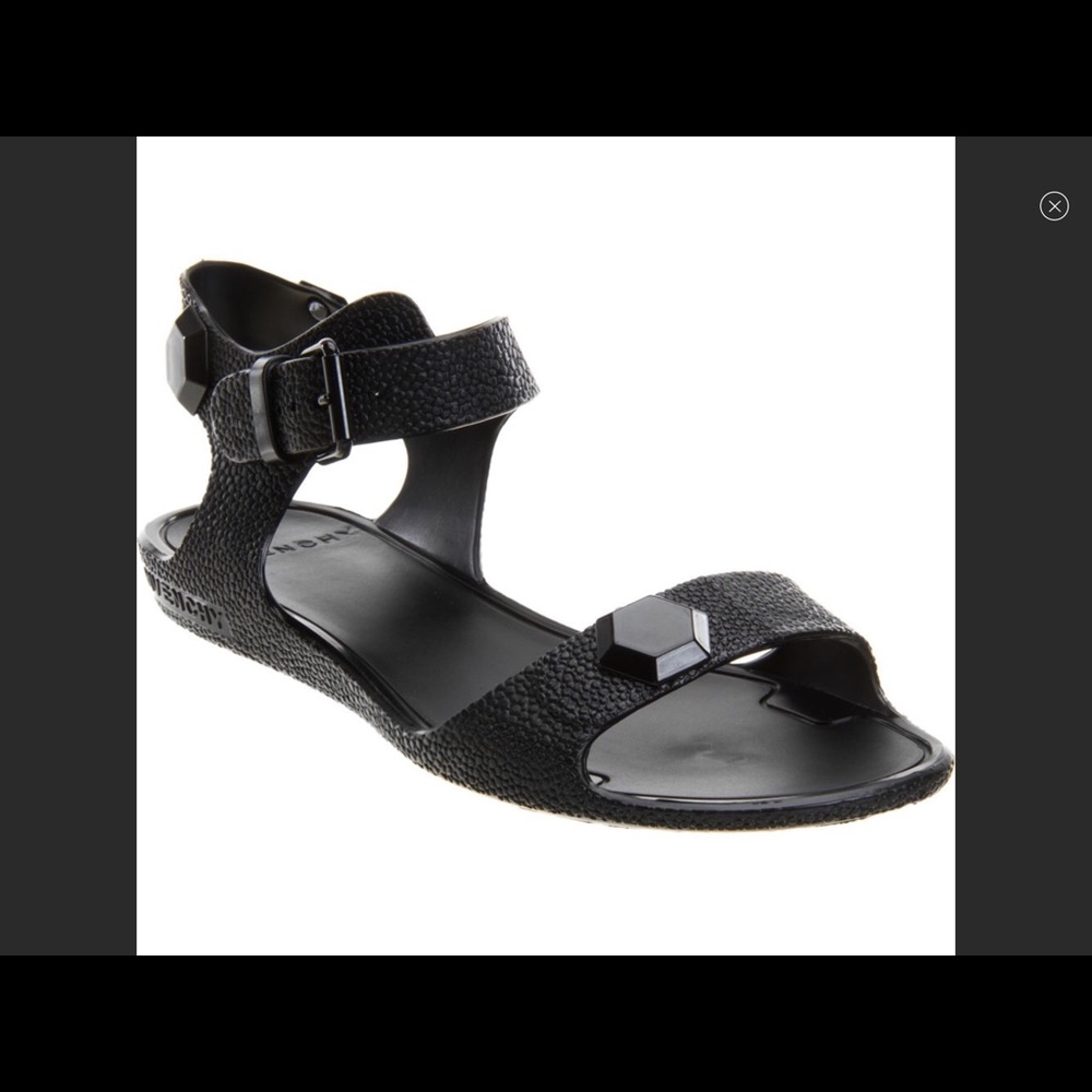 Givenchy Sandals Black Rubber Jewel Buckle Flat 6